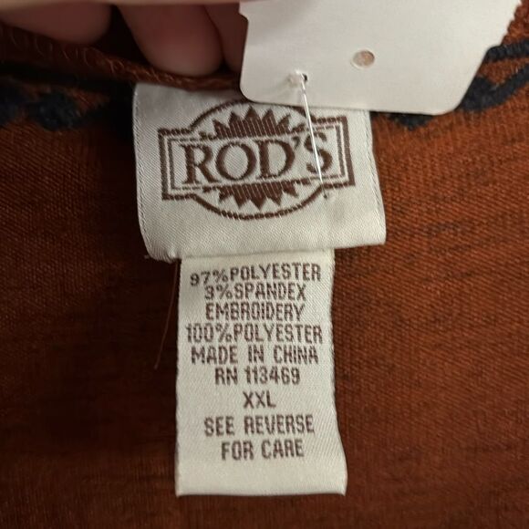 NWT Rod’s Western Tunic Shirt Rust Embroidered Black Bell Sleeves Size XXL - Picture 7 of 9